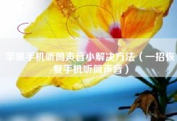 苹果手机听筒声音小解决方法（一招恢复手机听筒声音）