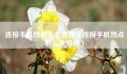 连接手机热点怎么连接（连接手机热点怎么连接的）